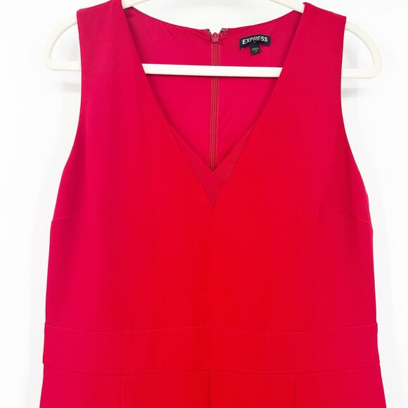 Express Womens Going Out Ponte Knit V-Neck Sleeveless Wide‎ Leg Jumpsuit Size 14 - Picture 2 of 8